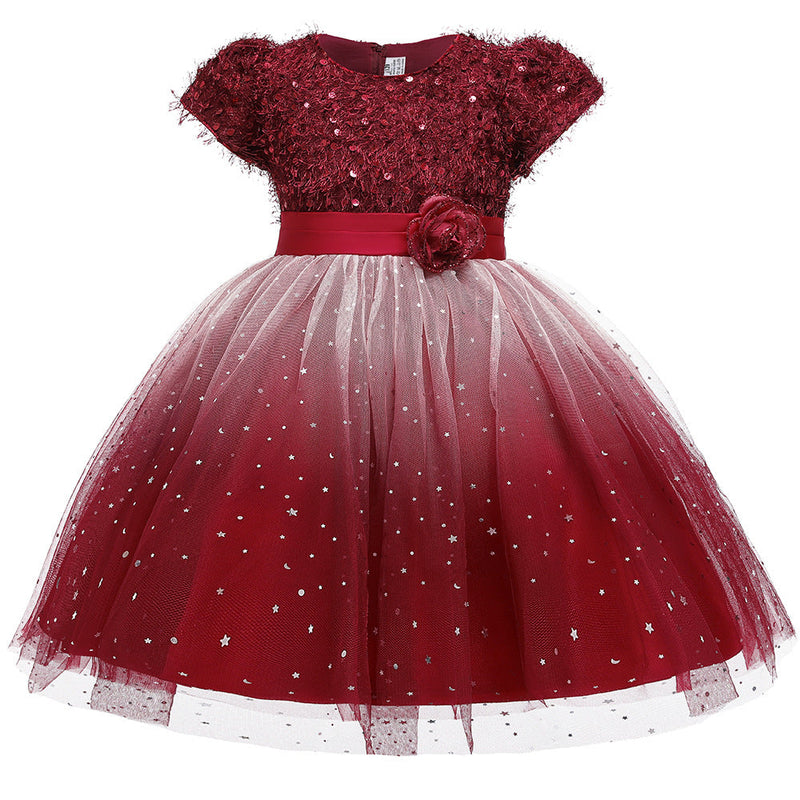 Baby Girl Sequins Patched Pattern Floral Tutu Princess Starry Sky Dress For Special Occasions by MyKids-USA™