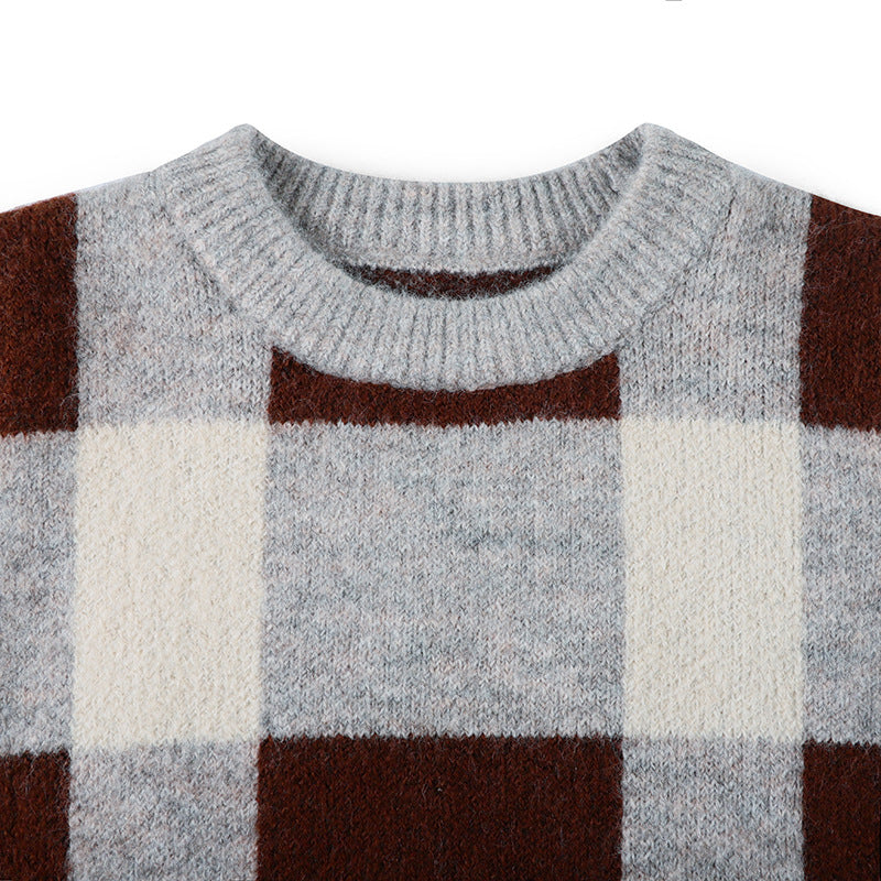 Baby Boy Plaid Graphic O-Neck Long Sleeves Western Classic Sweater by MyKids-USA™