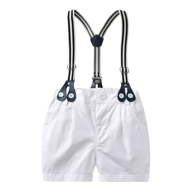 Baby Boy Solid Color Shirt Onesies Combo Strap Overalls Shorts Sets by MyKids-USA™
