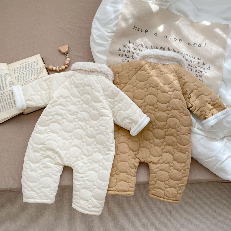 Baby Solid Color Lapel Design Quality Quilted Warm Jumpsuit by MyKids-USA™