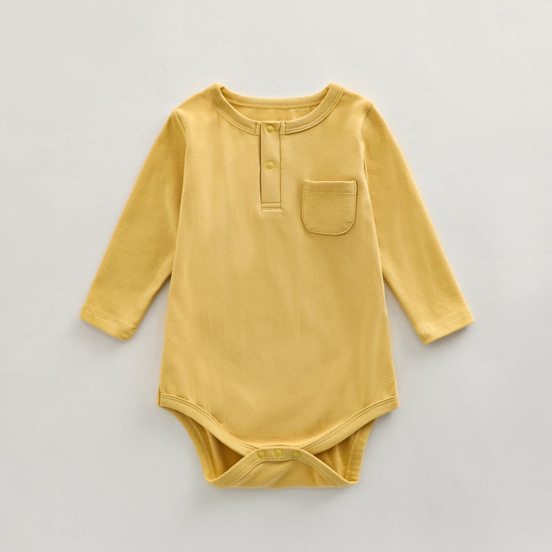 Baby Solid Color Long Sleeve Home Clothes Comfy Triangle Onesies by MyKids-USA™