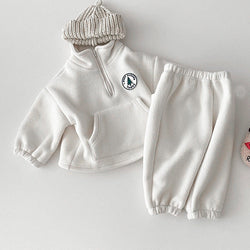 Baby Solid Color Stand Collar Autumn Winter Thermal Hoodies Sets by MyKids-USA™