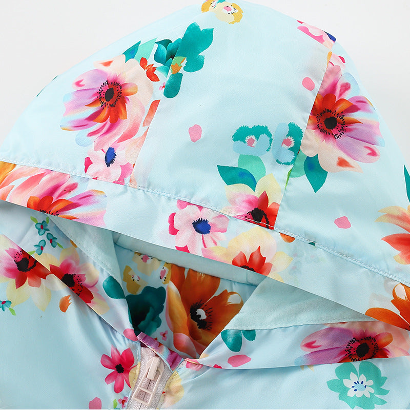 Baby Girl Floral Pattern Zipper Front Design Windbreaker Coat by MyKids-USA™