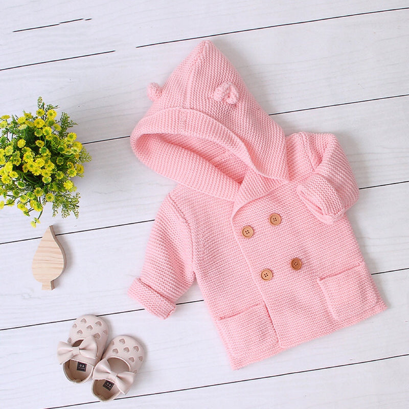 Baby Solid Color Double Breasted Design England Style Cute Knitting Cardigan by MyKids-USA™