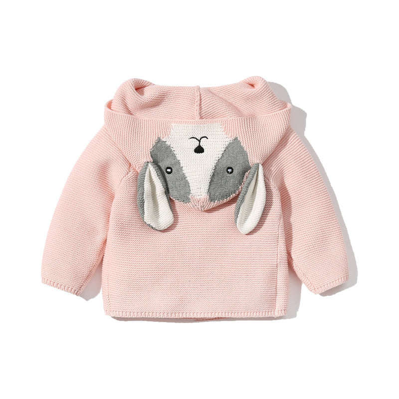 Baby Cartoon Animal Embroidered Pattern Solid Sweater Cardigan by MyKids-USA™