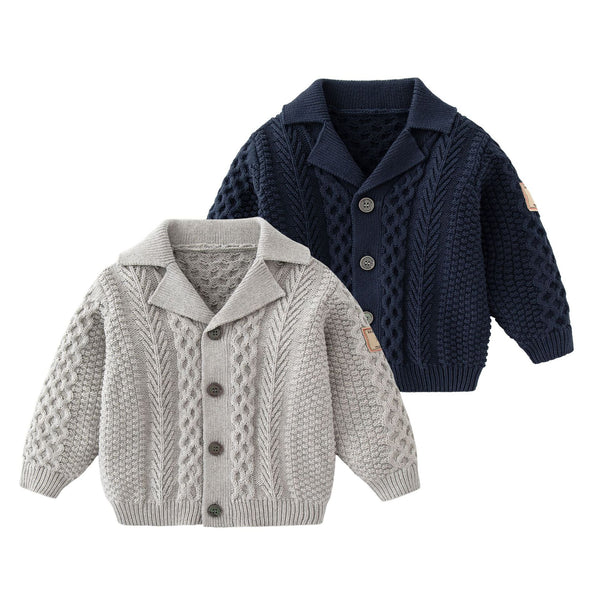 Baby Solid Color Crochet Knitted Design Single Breasted Design Knitted Cardigan by MyKids-USA™