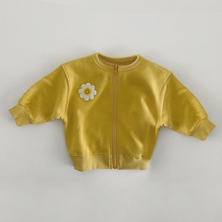 Baby Girl Little Sunflower Patches Pattern Zipper Front Design Cotton Coat by MyKids-USA™