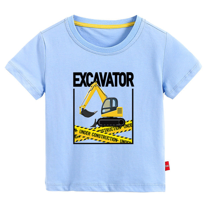 Excavator Printing Design Short-Sleeved T-Shirt by MyKids-USA™