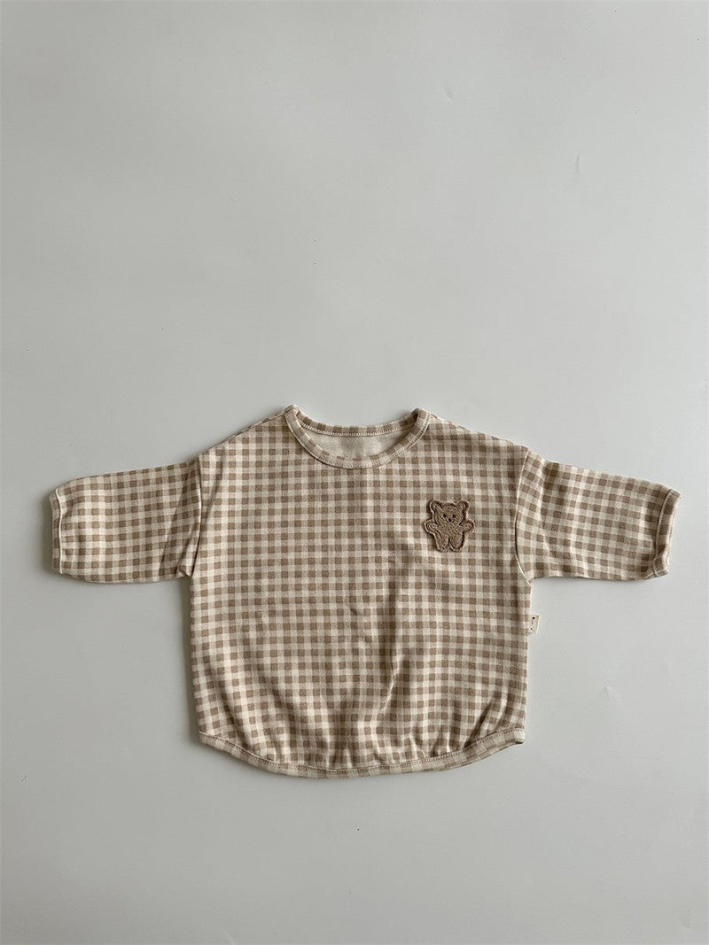 Baby Dot Pattern Cartoon Bear Patched Design Cotton Shirt by MyKids-USA™