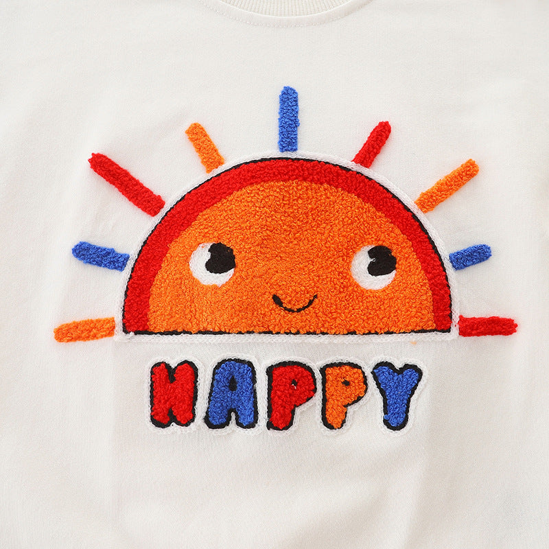 Baby Boy Sun Graphic Colorblock Design Pullover Cute Hoodie by MyKids-USA™