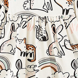 Baby Girl Cartoon Animal Pattern A-Line Design Loose Cotton Dress by MyKids-USA™