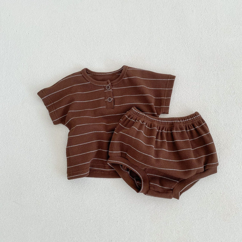 Baby Striped Pattern T-Shirt Shorts Casual Comfy Sets by MyKids-USA™