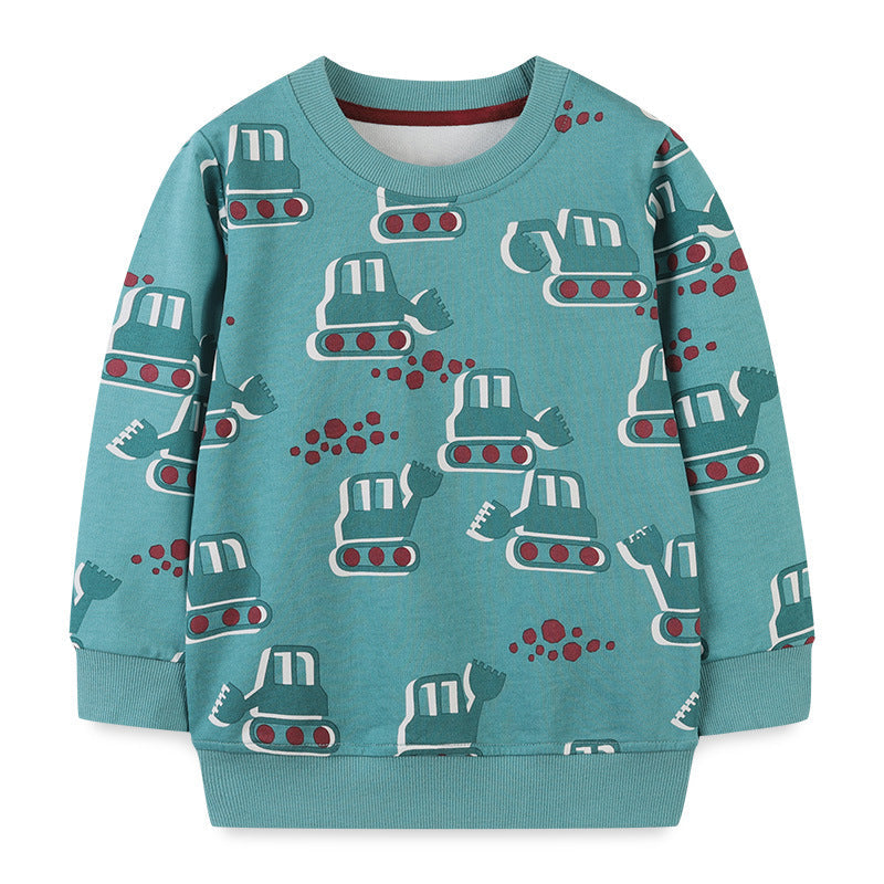 Baby Boy Cartoon Truck Graphic Western Style Pullover Long Sleeves Hoodies by MyKids-USA™
