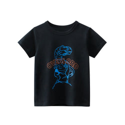 Baby Boy Dinosaur Print Short-Sleeved Solid Color Design Soft T-Shirt In Summer Outfit Wearing by MyKids-USA™