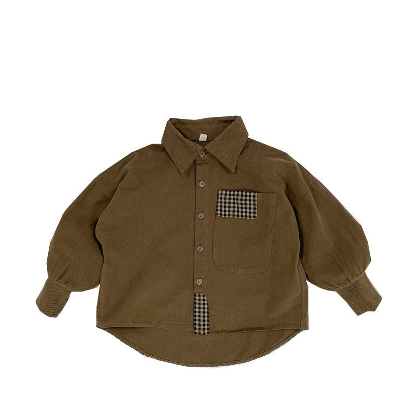 Baby Solid Color Plaid Patched Design Quality Personalized Cardigan Jacket by MyKids-USA™