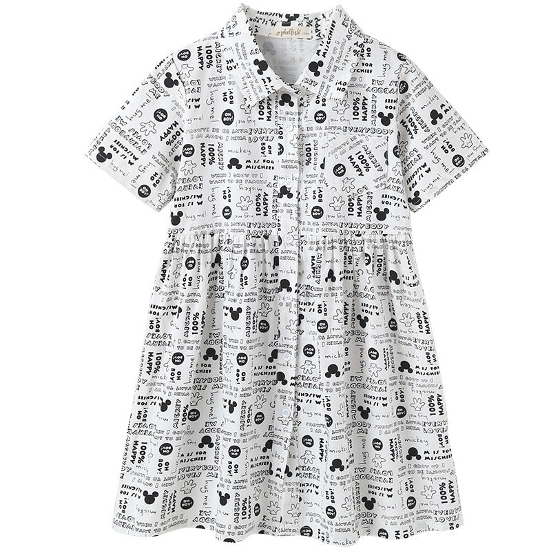 Girl Printed Pattern Single Breasted Design Polo Collar Dress by MyKids-USA™