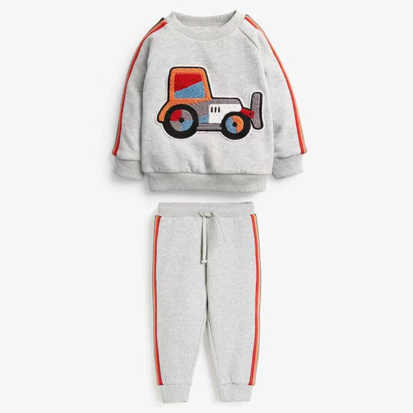 Baby Boy Cartoon Truck Pattern Side Striped Design Hoodie & Trousers Warm Sets by MyKids-USA™