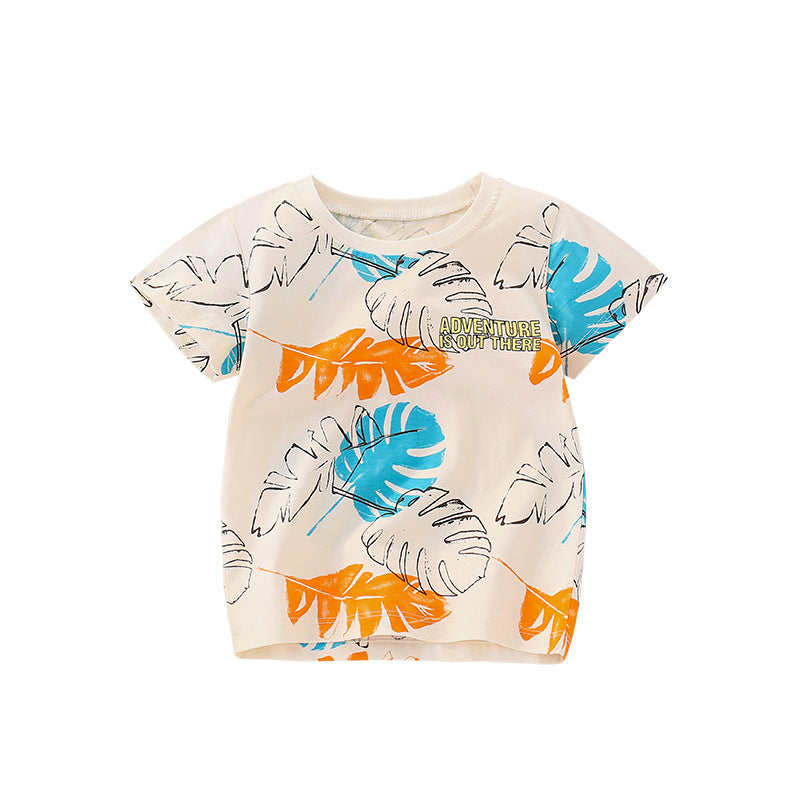 Baby Boy Leaves Pattern Short Sleeve Quality T-Shirt by MyKids-USA™