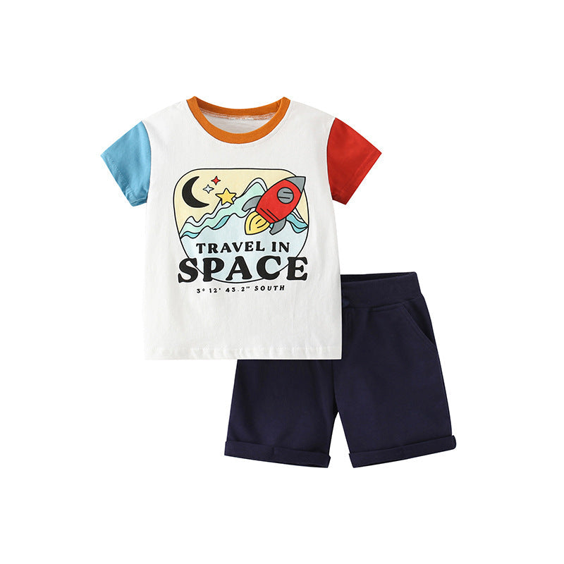 Baby Boy Print Pattern Summer Tee Combo Shorts Sets by MyKids-USA™