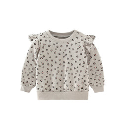 Baby Girl Dot Pattern Ruffle Design Long Sleeve Sweet Hoodie by MyKids-USA™