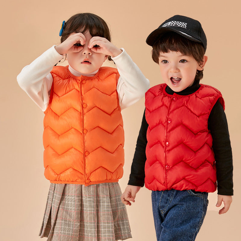 Baby Solid Color Quilted Thickened Vest Coat In Winter by MyKids-USA™