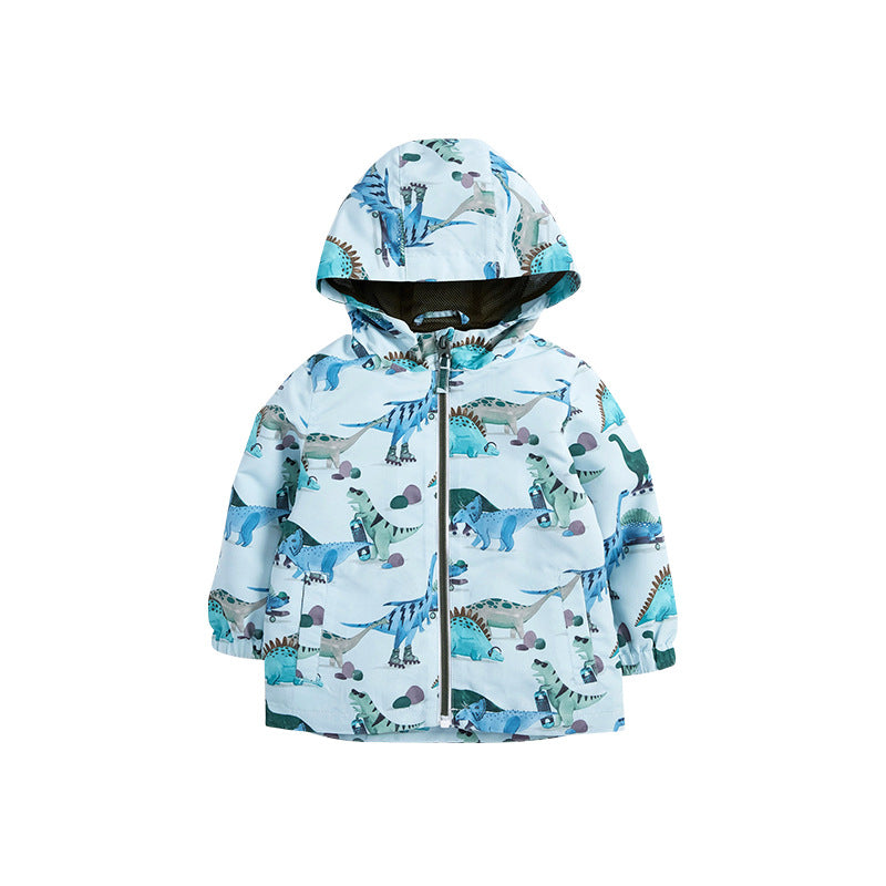 Baby Boy Cartoon Dinosaur Graphic Long Sleeve Warm Jacket Windbreaker by MyKids-USA™