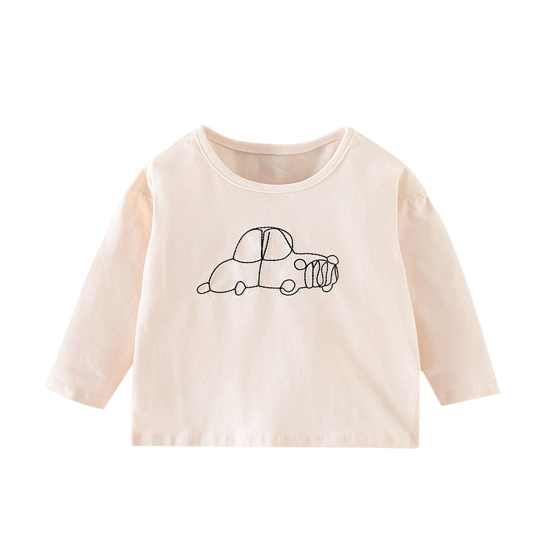 Baby Girl Car Emboidered Graphic Long Sleeve Loose Shirt by MyKids-USA™