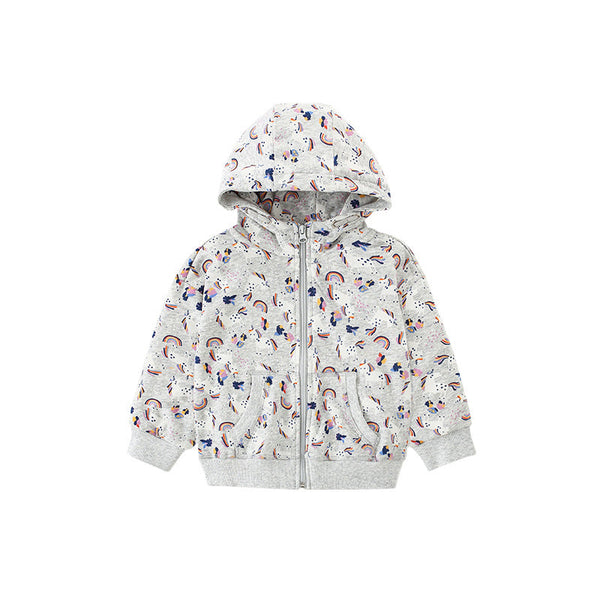 Baby Girl Rainbow Unicorn Pattern Zipper Coat With Hat by MyKids-USA™