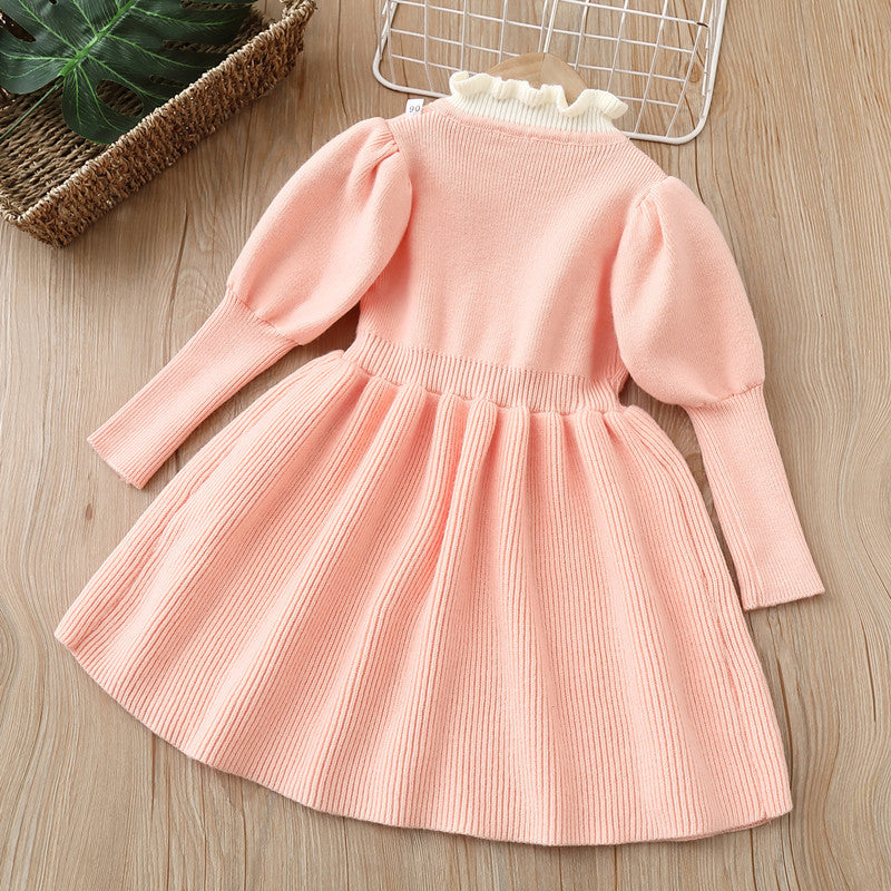 Baby Bow Patched Design Puff Sleeve Princess Dress by MyKids-USA™