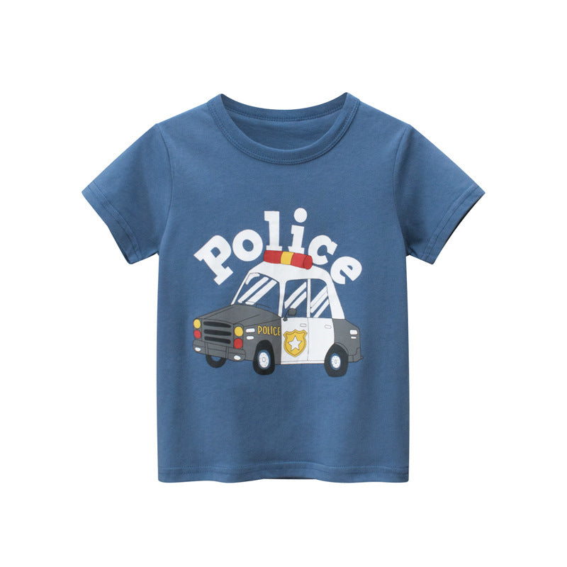 Baby Boy Cartoon Print Pattern O-Neck Cool T-Shirt In Summer by MyKids-USA™