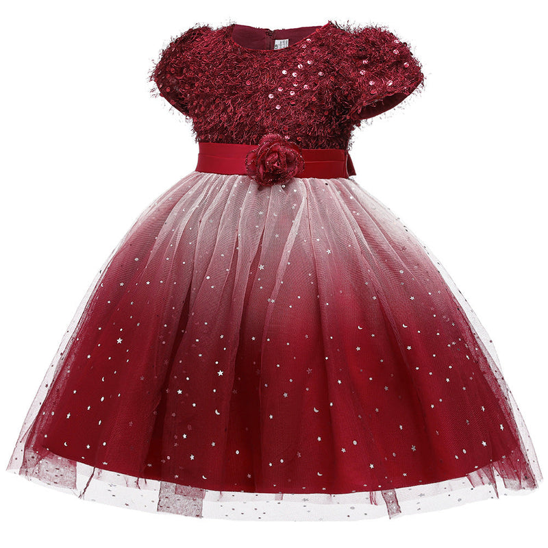 Baby Girl Sequins Patched Pattern Floral Tutu Princess Starry Sky Dress For Special Occasions by MyKids-USA™