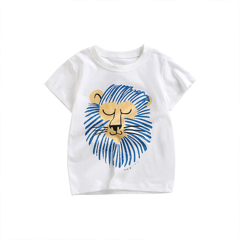 Baby Boy Cartoon Lion Pattern Quality Cotton Tops In Summer by MyKids-USA™