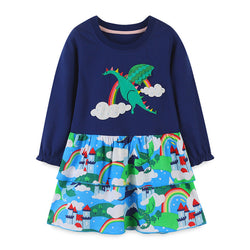 Baby Girl Cartoon Embroidered Pattern Loose Cotton Dress by MyKids-USA™