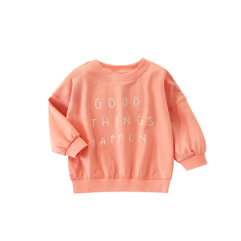 Baby Girl Slogan Print Pattern Solid Color Cotton Hoodie by MyKids-USA™
