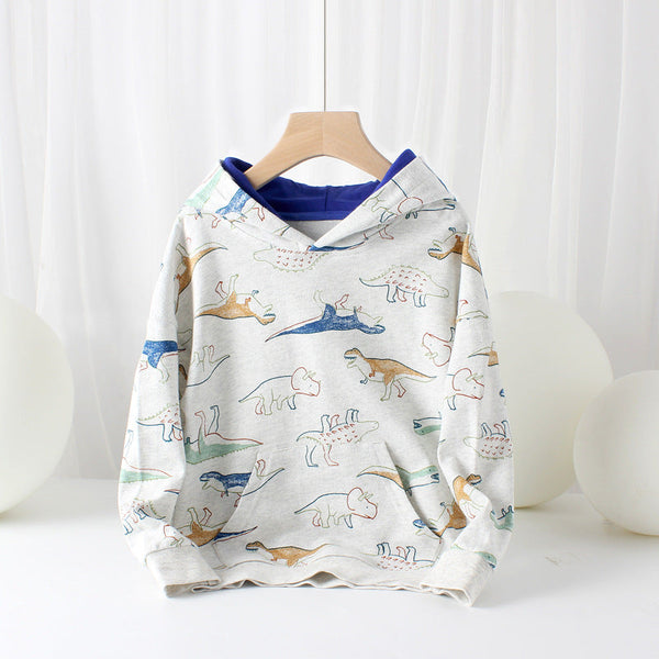 Baby Boy Dinosaur Print Pattern Long Sleeve Hooded Hoodie by MyKids-USA™