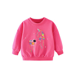 Baby Girl Colorful Unicorn Embroidered Design O-Neck Hoodie by MyKids-USA™