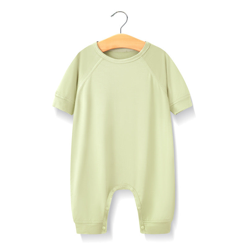 Baby Solid Color Medium Sleeve Summer Crotch Jumpsuit Pajamas by MyKids-USA™
