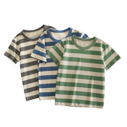 Baby Striped Pattern Crewneck Short Sleeve Tees by MyKids-USA™
