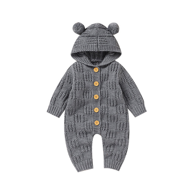 Baby Solid Color Small Ear Patched Design Thermal Romper by MyKids-USA™