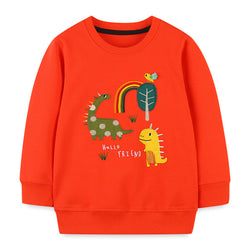 Baby Boy Dinosaur Embroidered Pattern O-Neck Pullover Hoodie by MyKids-USA™