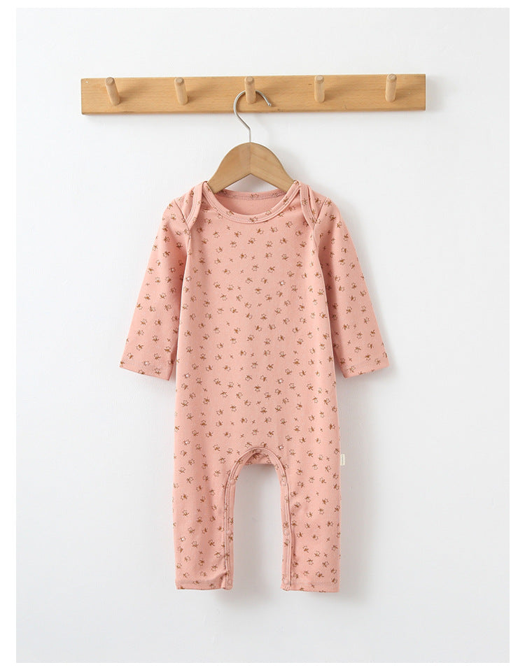 Baby Print Pattern Envelope Neckline Long Sleeved Soft Rompers Home Clothes by MyKids-USA™