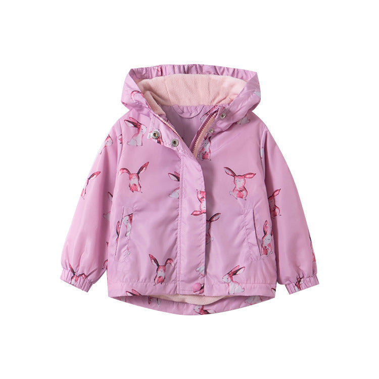 Baby Girl Rabbit Pattern Long Sleeve Fleece Thickened Zipper Jacket by MyKids-USA™