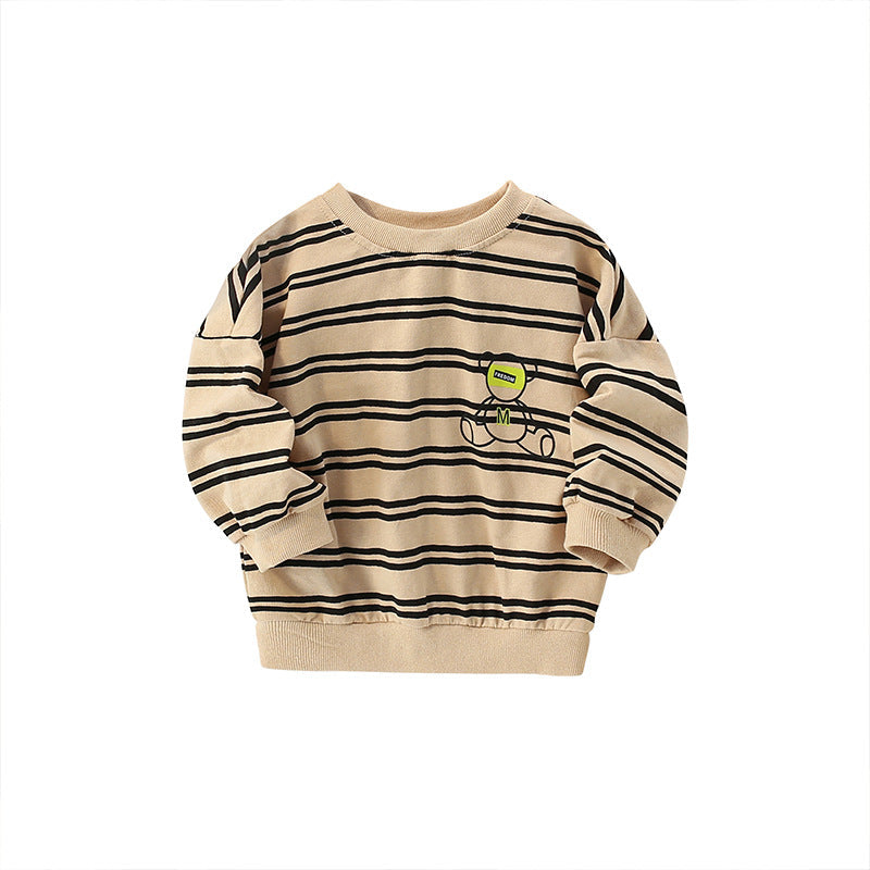 Baby Boy Striped And Bear Pattern Pullover Quality Hoodies by MyKids-USA™