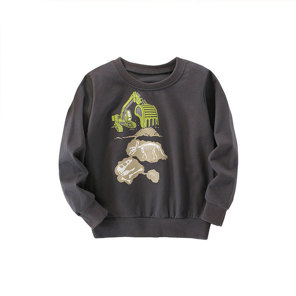 Baby Boy Excavator Print Pattern Comfy Cotton Hoodies by MyKids-USA™