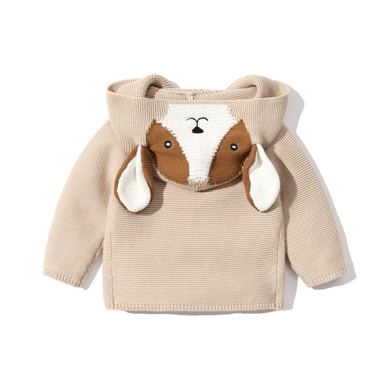 Baby Solid Color Cartoon Design Hooded Knitted Fashion Cardigan by MyKids-USA™