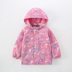 Baby Girl Cartoon & Floral Print Pattern Zipper Hooded Jacket Windbreaker by MyKids-USA™