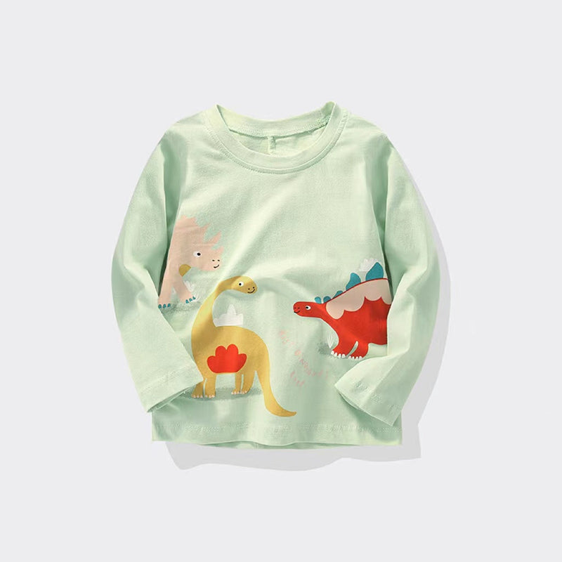 Baby Boy Cartoon Dinosaur Pattern O-Neck Cotton Shirt by MyKids-USA™