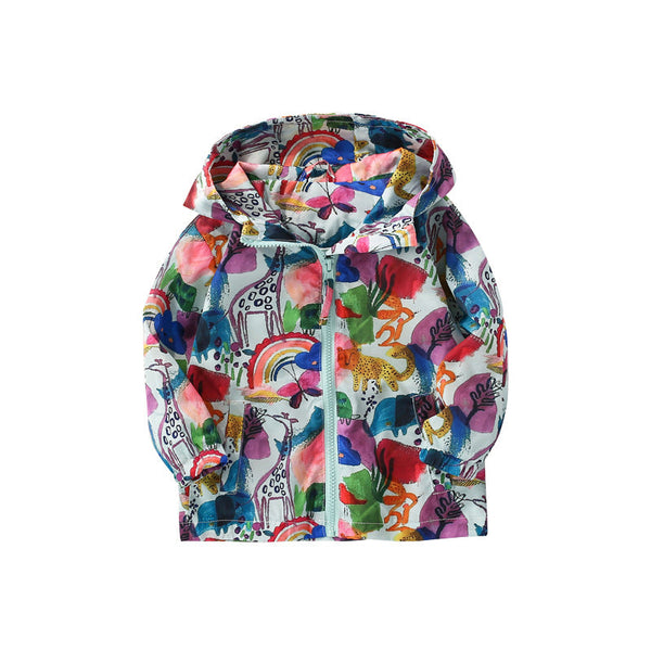 Baby Girl Print Pattern Zipper Quilted Jacket Windbreaker by MyKids-USA™