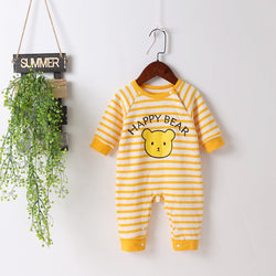 Baby Cartoon Bear & Striped Pattern Crotch Jumpsuit Romper by MyKids-USA™