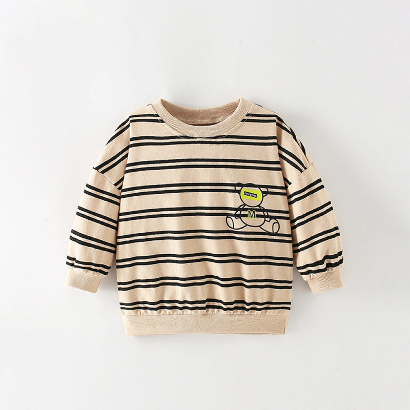Baby Boy Striped And Bear Pattern Pullover Quality Hoodies by MyKids-USA™